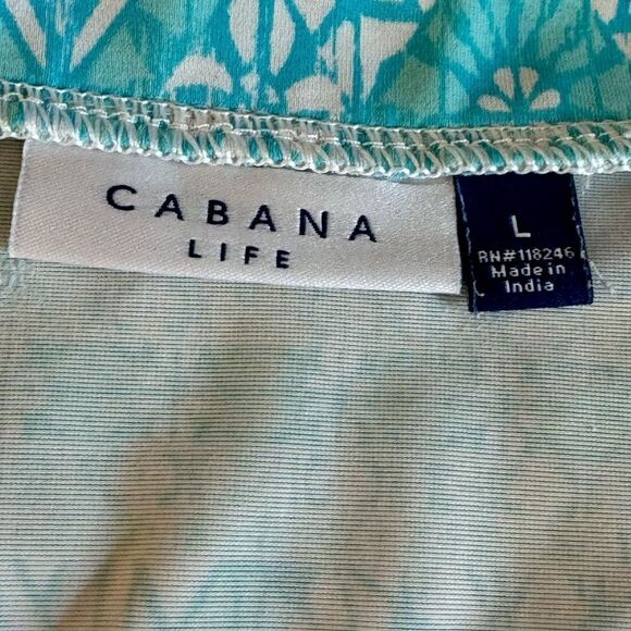 Cabana Life Dress Womens Sz L Maxi button up paisley V Neck Tiered UPF Cover up - Picture 5 of 11